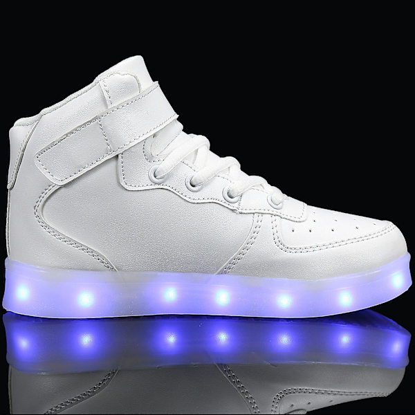 Barnskor Pojkar Led Light Up Skor Pojkar Flickor Sportlöparskor 1600 White 34
