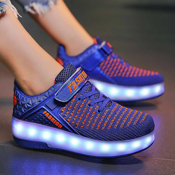 Barnsneakers Dubbelhjulsskor Led Light Skor 8099 Blue 30