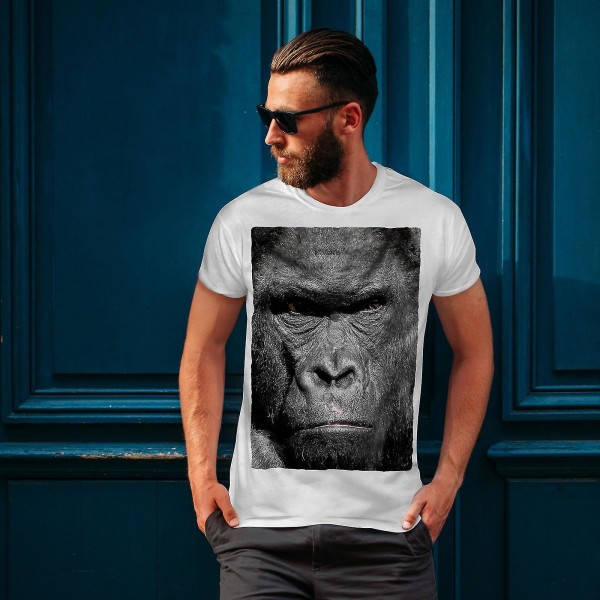 Face Animal Monkey Men Whitet-shirt S