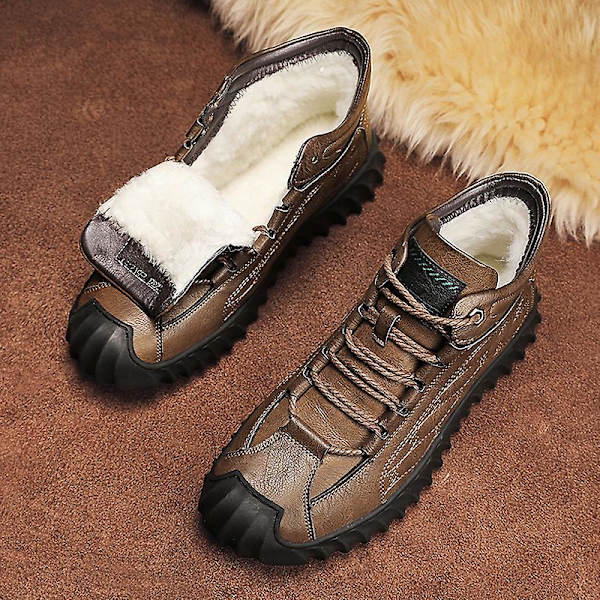 Herr vinter snösneakers Vattentåliga skor Anti-halk casual i bomull 2009 Brown 40