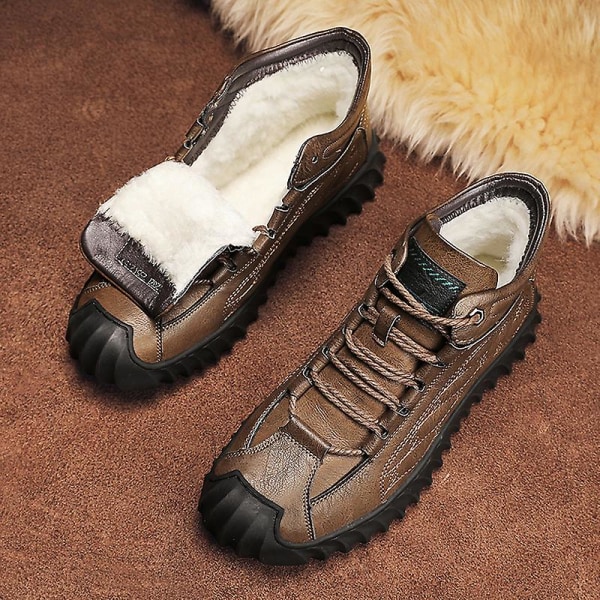 Herr vinter snösneakers Vattentåliga skor Anti-halk Casual lätta bomullsskor 2009 Brown 43