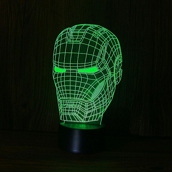 Iron Man Mask 3d Led Nattlampa Barn Sovrum Bordslampa