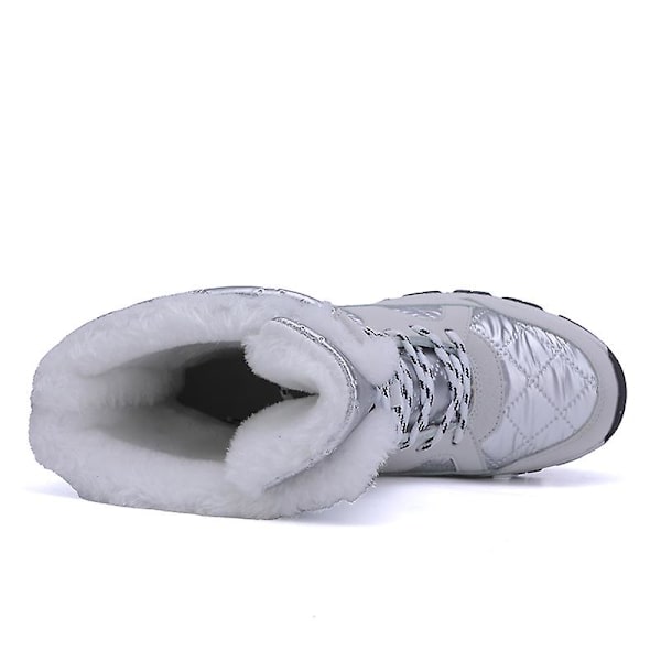 Dam Vinterstövlar Snow Boot Plysch Varma Skor Vattentät Boot 370 Gray 40
