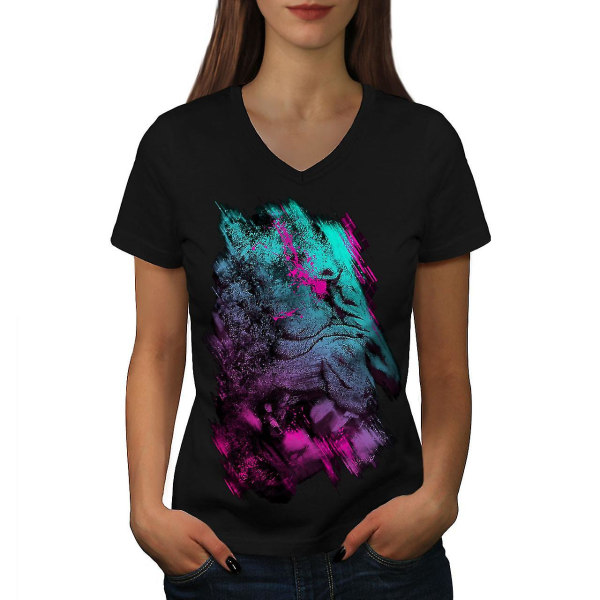 Body Human Mystic Women T-shirt med svart v-ringad hals XXL