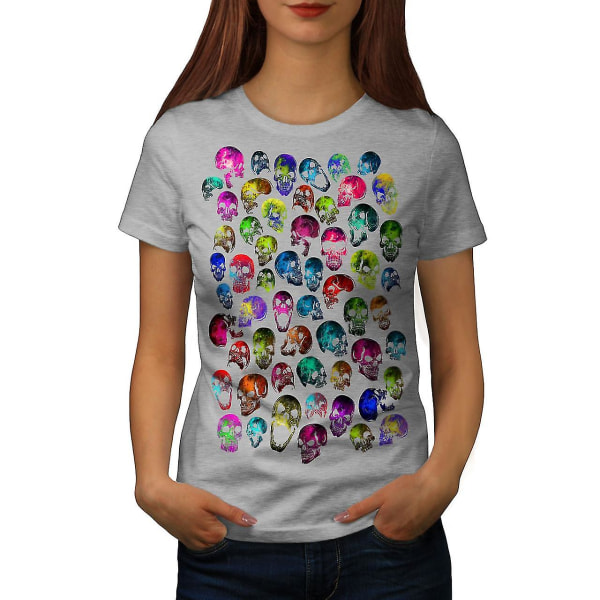Skull Glow Head Art T-shirt för kvinnor L