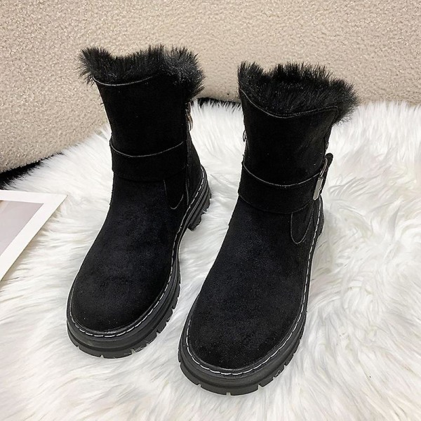 Dam Vinterstövlar Snow Boot Plysch Varma Skor Vattentät Boot 3128 Black 36