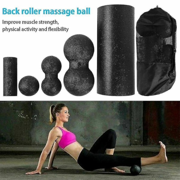 Fascia Roller Set Massage Kit, Minska smärta, Svart