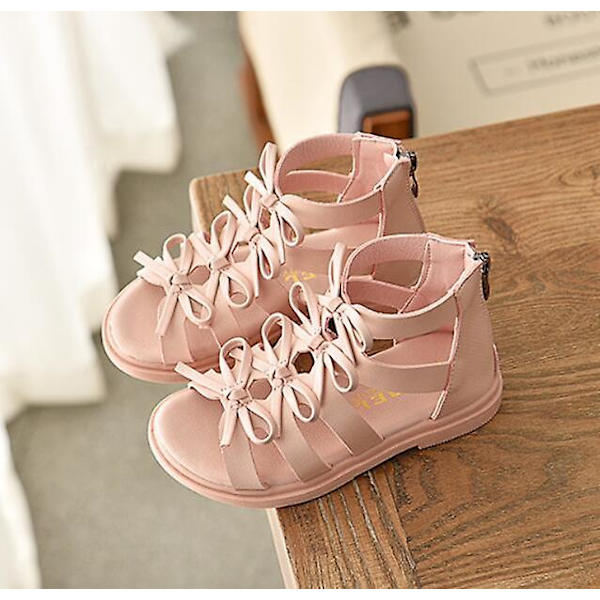 Flicksandaler Mode romerska stövlar Högtoppade Gladiatorsandaler för barn Toddler Barnsandaler F1 Pink 30