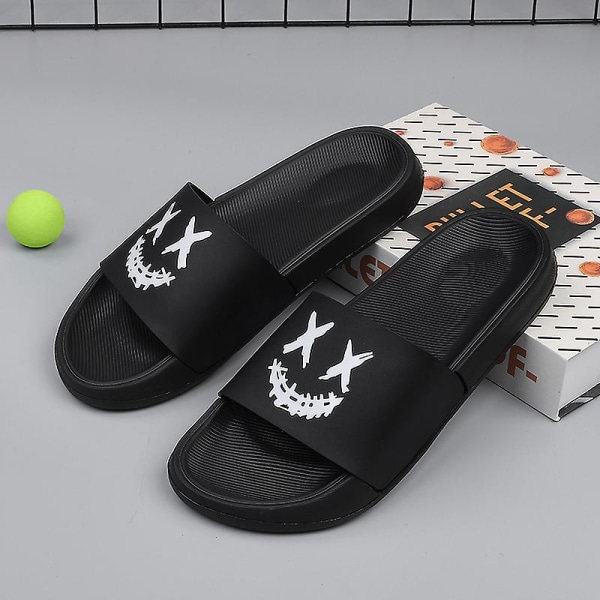 Strandtofflor för män Modesandaler Utomhus Halkfria inomhusskor 3Bk006 BlackWhite 44