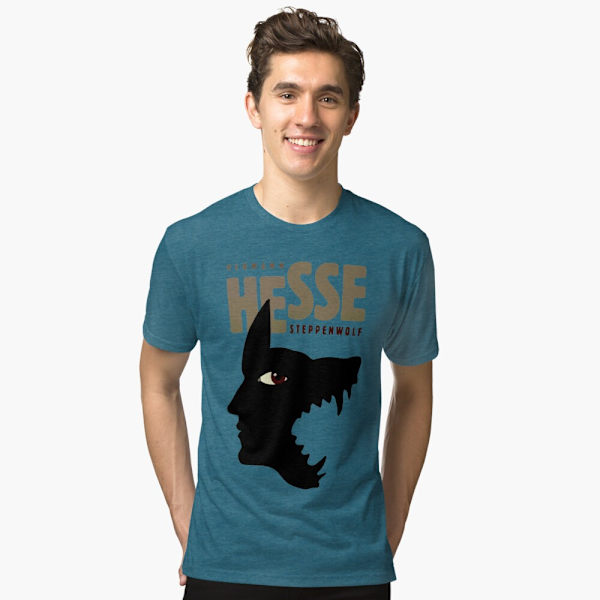 Hermann Hesse Tri-blend T-shirt Steele Blue L_Front