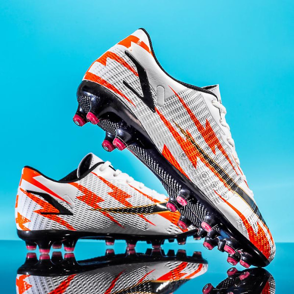 Fotbollsskor för män Halkfria fotbollsskor för herr Gräs Fotbollssneakers X916 WhiteOrange 41