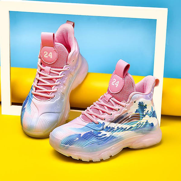 Basketskor för barn Mode Halkfria sneakers Sportskor som andas T8808 Pink 32