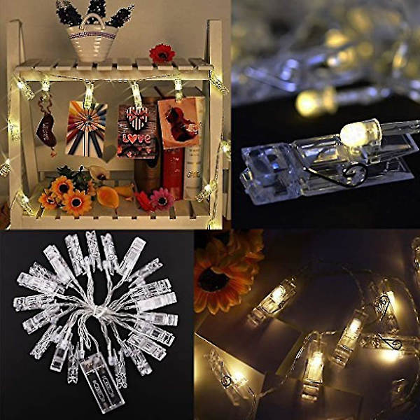 Foto Clip String Lights Led Hängande Foto Bilder Batteridriven för presenter Uteplats