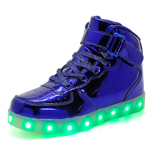 Barnskor Pojkar Led Light Up Skor Pojkar Flickor Sportlöparskor 1600 Blue 34