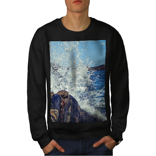Ocean Wave Novelty Men Blacksweatshirt S