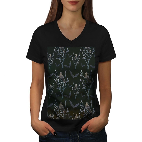 Kråka T-shirt med trendig print för kvinnor L