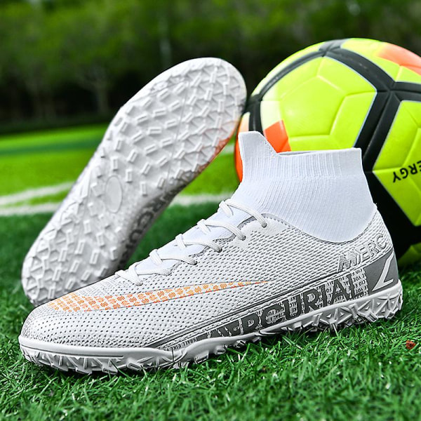 Fotbollsskor för män Aldult Fotbollsskor Grästräning Sport Skor Sneakers 3B1313-1 White 40