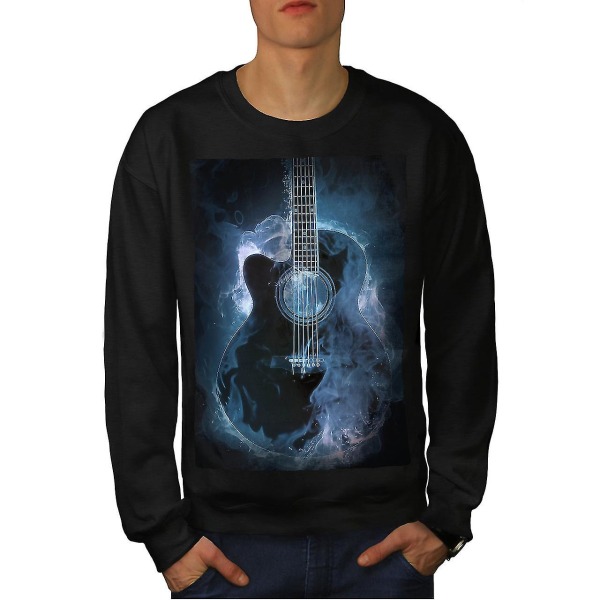 Klassisk Fire Guitar Men Blacksweatshirt L