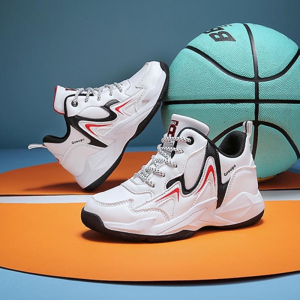 Barn Sneakers Pojkar Basketskor Halkfria Barn Sportskor 3Bl115 White 37
