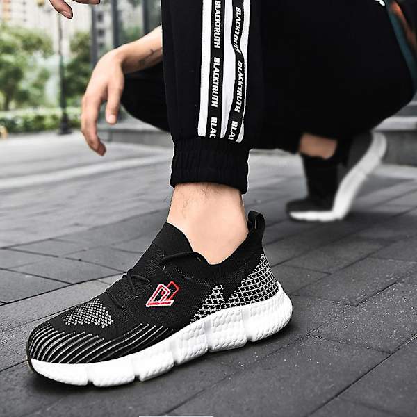 Casual bekväma sneakers som andas löparskor för män 220 Black 41