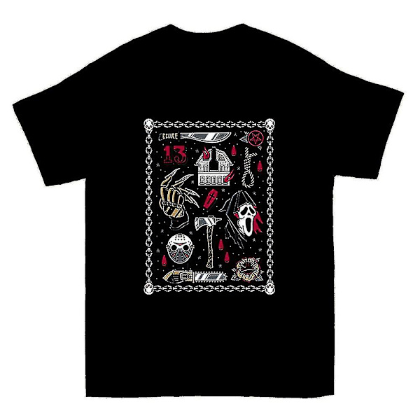 Skräckfilm Flash Traditionell Tattoo Goth T-shirt 3XL