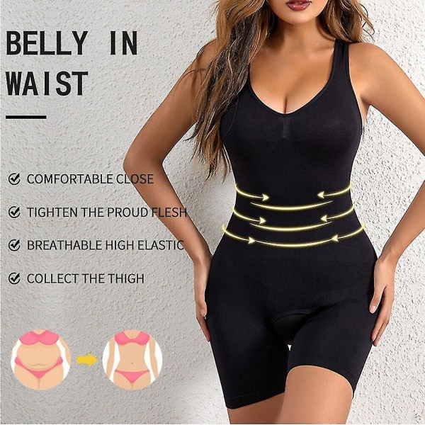 Sömlös Shapewear Body för kvinnor Magkontroll Butt Lifter Kroppsformare Slät osynlig under klänning Slimmande underkläder, svart XXL XXXL