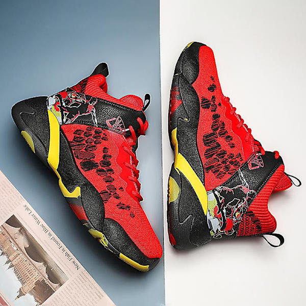 Basketskor för män Mode Halkfria sneakers Andas sportskor W23 Red 44
