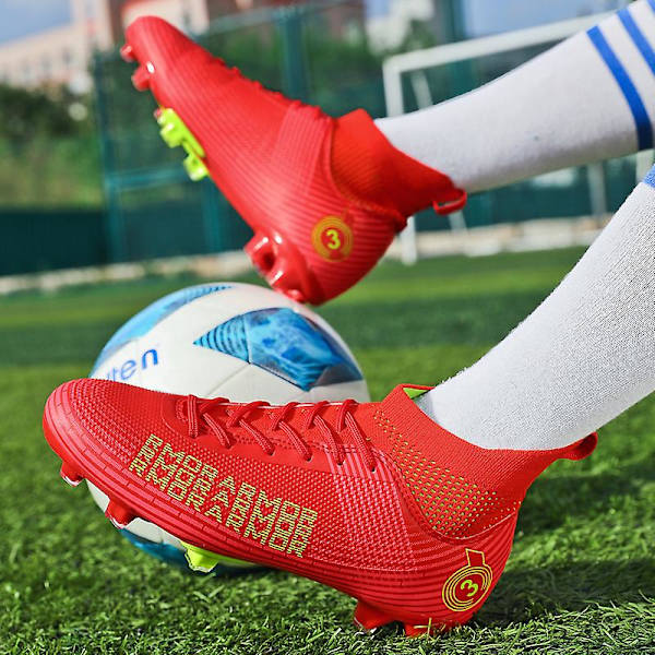 Fotbollsskor för män Halkfria fotbollsskor för herr, Gräs Fotbollssneakers 2K4000 Red 36