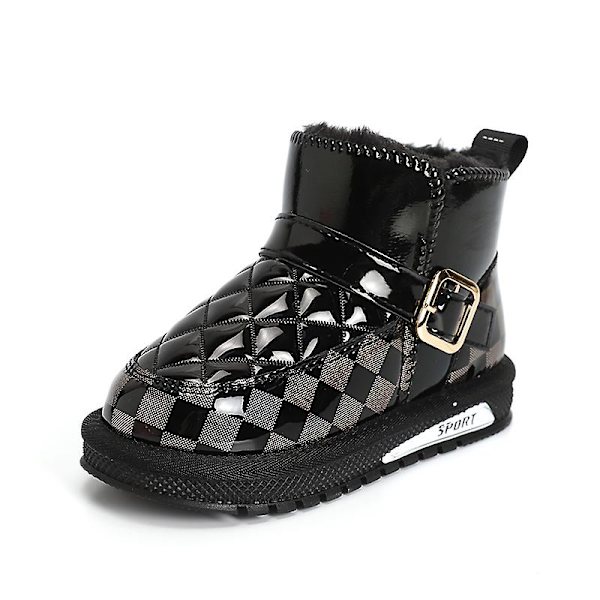 Barn Vinter Snö Boots Varma Ankel Boots Anti-Slip Pojkar Flickor Vinterskor 2Ja8 Black 26