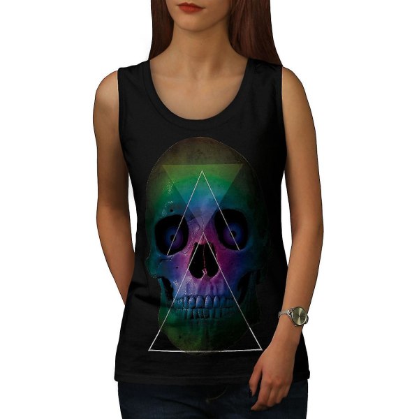 Skull Triangle Skeleton Women Blacktank Top L