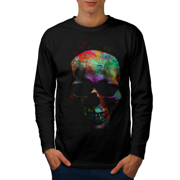 Paint Skull Mask Art Men Blacklong Sleeve T-shirt L