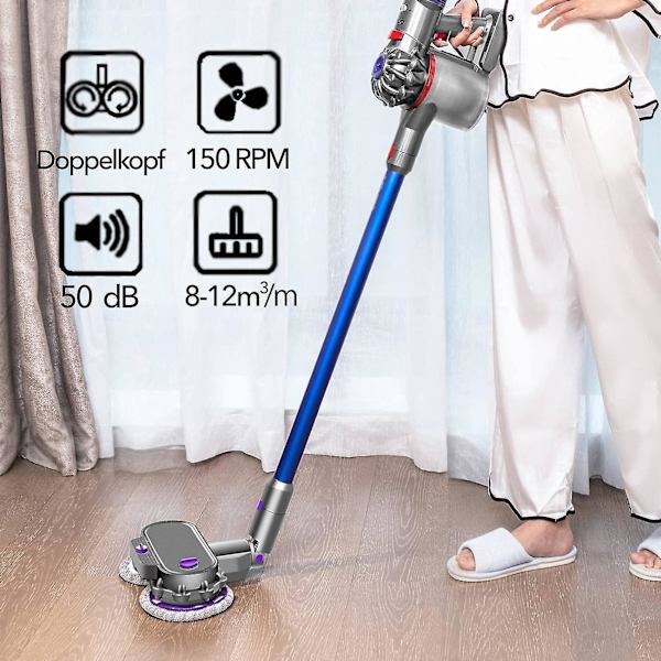 Elmopp för Dyson V7 V8 V10 V11 V15 Dammsugare Dual Spin Mopp