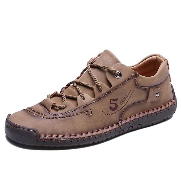 Herrskor Mode Läderskor Handsydda Casual Shoes 9931 Khaki 44