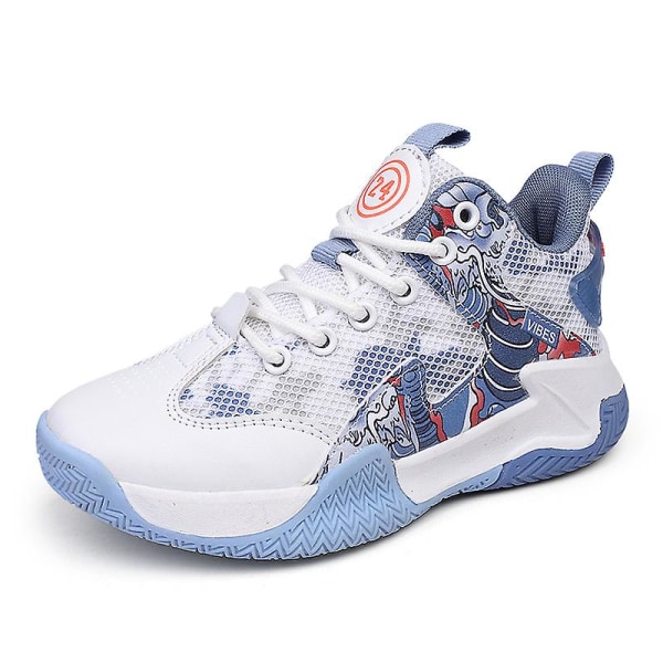 Basketskor för barn Mode Pojkar Flickor Sneakers Sportskor som andas 2Lh839 WhiteBlue 37