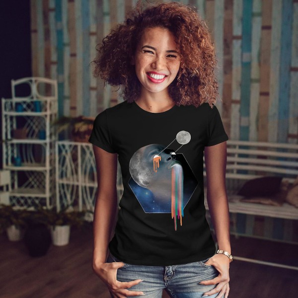Moon Trendigt print kvinnor Blackt-shirt M