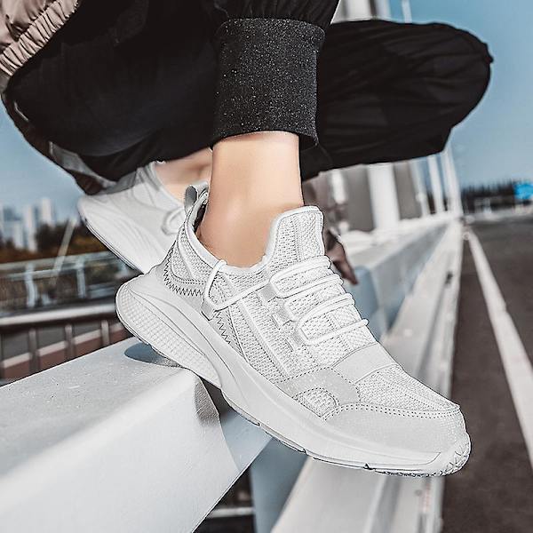 Sneakers för män Löpartennisskor Lättviktsventilerande Sport Athletic 3C2029 White 46