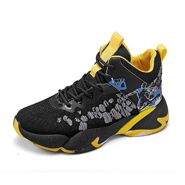Basketskor för män Mode Halkfria sneakers Andas sportskor W23 BlackYellow 41