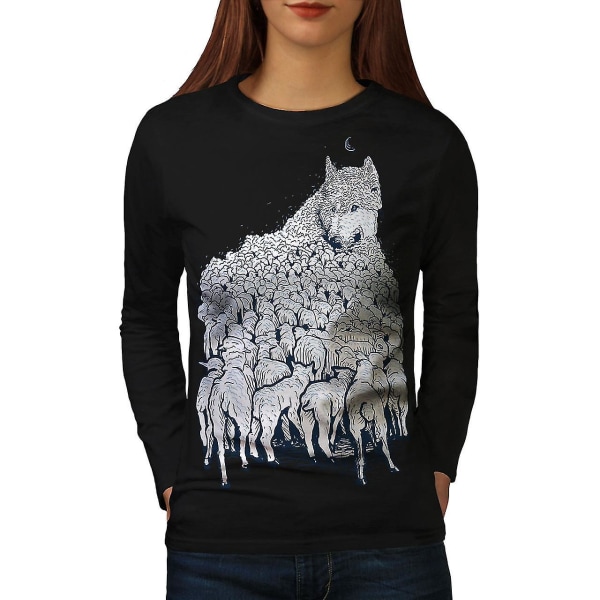 Wolf Sheep Herd Animal Women Blacklong Sleeve T-shirt XXL