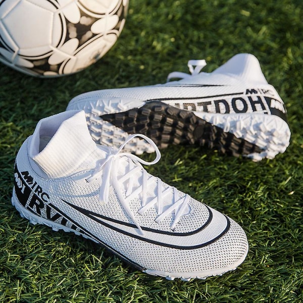 Fotbollsskor för män Halkfria fotbollsskor Klossar Gräs Fotbollssneakers Yj8508A White 35