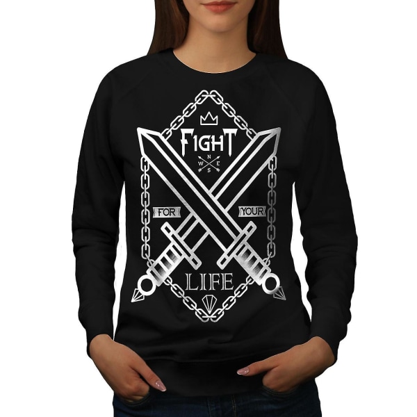 Fight Life Sword Gaming Women Blacksweatshirt S