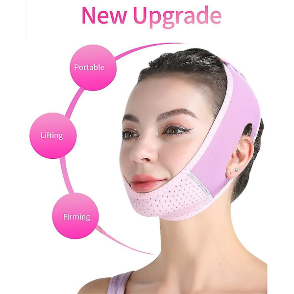 Återanvändbar V-linjemask Ansiktsbantningsrem Double Chin Reducer Chin Up Pink Purple