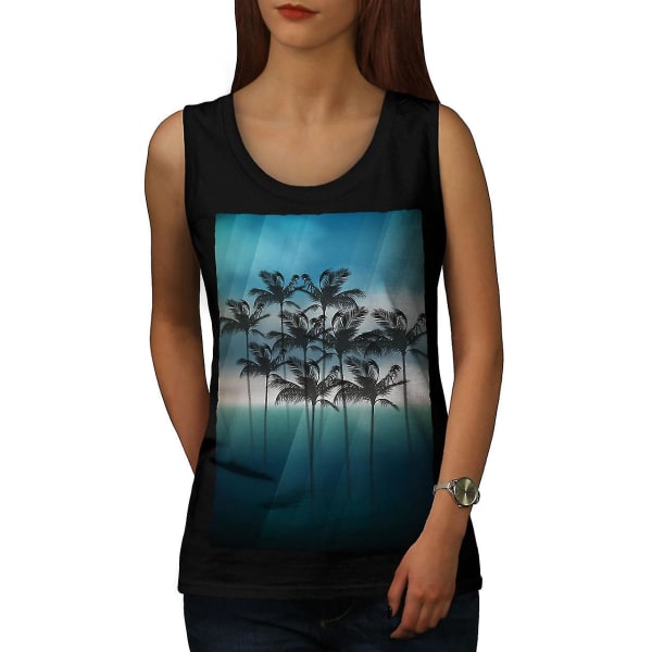 Beach Palms Blacktank Top för kvinnor XL