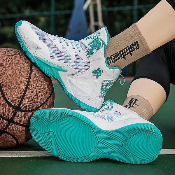 Basketskor för män Mode Dam Sneakers Andas Sportskor 3A8769 Cyan 36