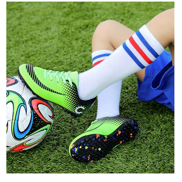 Fotbollsskor för barn Fotbollsskor Grästräning Sport Skor Sneakers 3B22023 Green 32
