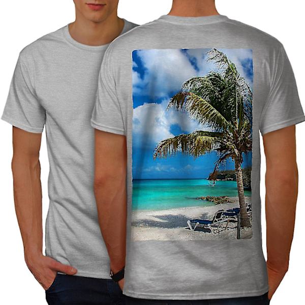 Palm Tree Suny Beach män T-shirt tillbaka XL