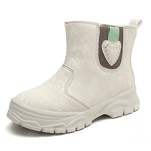 Barn Vinter Snö Boots Varma Ankel Boots Pojkar Flick Anti-Slip Vinterskor E821 Beige 34