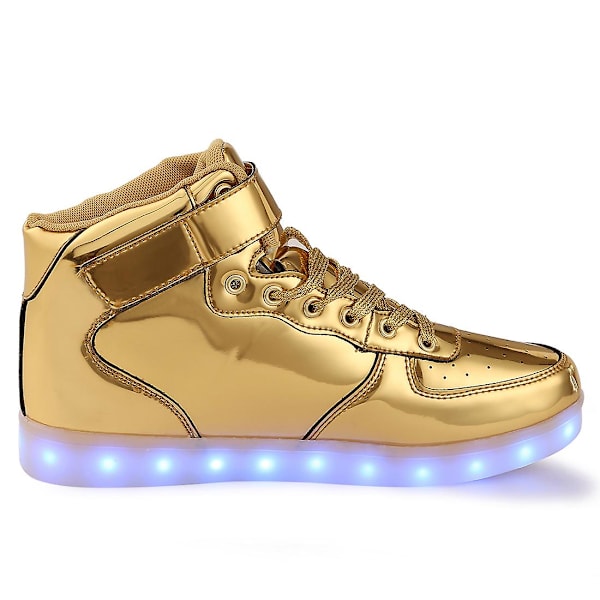 Barnskor Pojkar Led Light Up Skor Pojkar Flickor Sportlöparskor 1600 Gold 34
