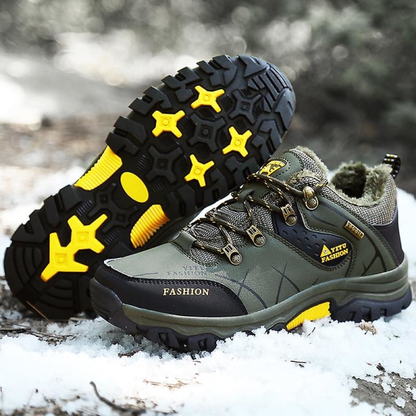Vinter snösneakers för män Vattentåliga skor Anti-halk Casual Lätta vandringsskor 8527 Green 46