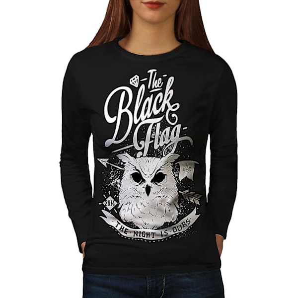 Night Is Ours Cool Svart Långärmad T-shirt för kvinnor M