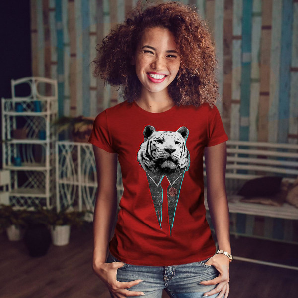 3d Tiger Rose Tie T-shirt för kvinnor S